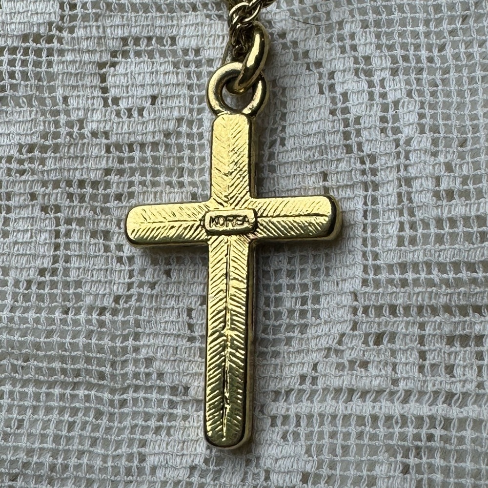 Chic Gold and Silver Cross Pendant Necklace - Picture 3 of 4
